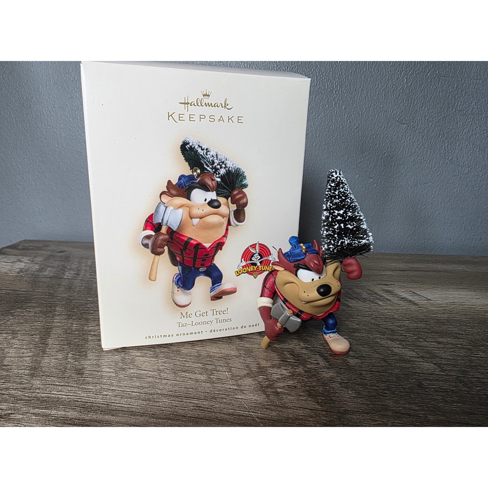 Hallmark Keepsake 2007 Looney Tunes Taz Me Get Tree‎ Christmas Ornament with Box